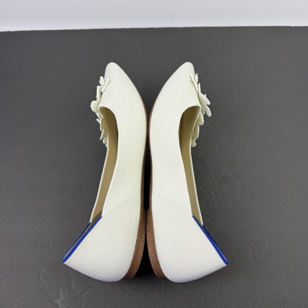 Rothy's The Petal Point Flats 10.5 White Knit Bridal Chic Floral Appliqué NEW - Picture 6 of 10